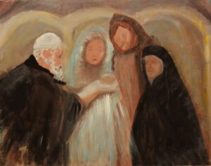 Original Bible Painting of The Presentation of Jesus with Simeon and Anna