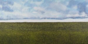 Peaceful Landscape Painting of green pasture