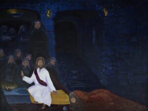 Original Traditional InspirationalBible Painting of Jesus and the woman at His Feet
